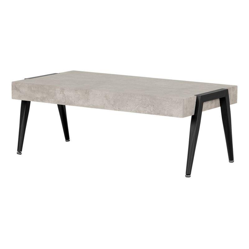 Urban Loft 49" Faux Concrete and Black Metal Coffee Table