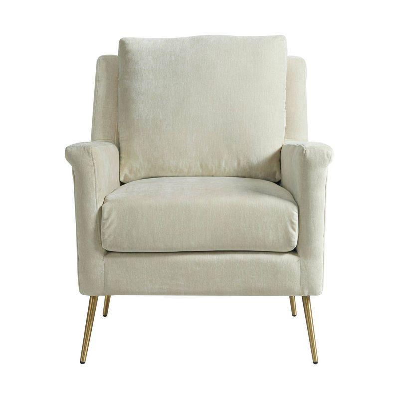 Mid-Century Modern Cream Accent Chair with Gold Legs