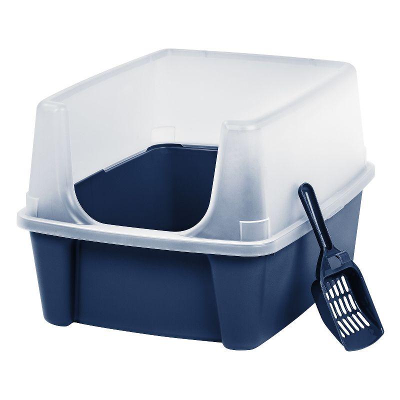 Zoey Tails IRIS USA, Open-Top Cat Litter Box with Shield with Scoop