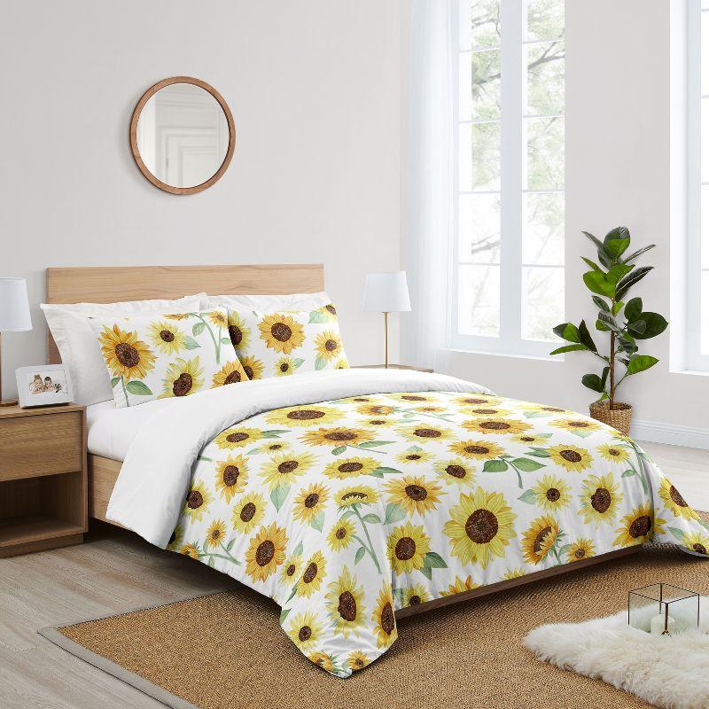 Sweet Jojo Designs Full/Queen Comforter Bedding Set Sunflower Yellow and Green 3pc