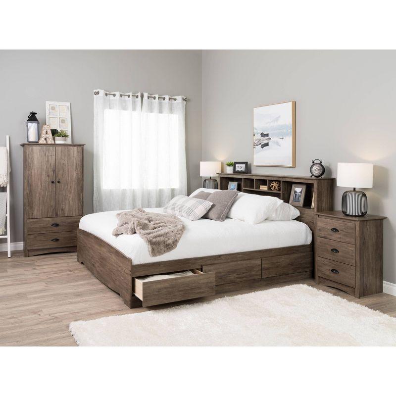 King Mate's Platform Storage Bed with 6 Drawers Drifted Gray - Prepac: King-Sized, No Box Spring Needed