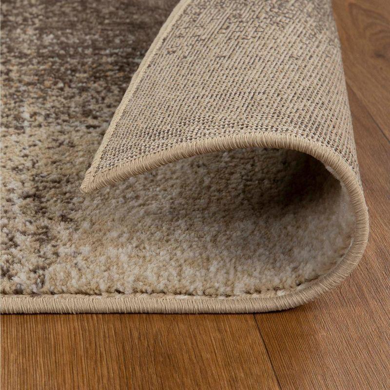 Distressed Abstract Damask Indoor Area Rug, 4'x6', Beige-Camel - Blue Nile Mills