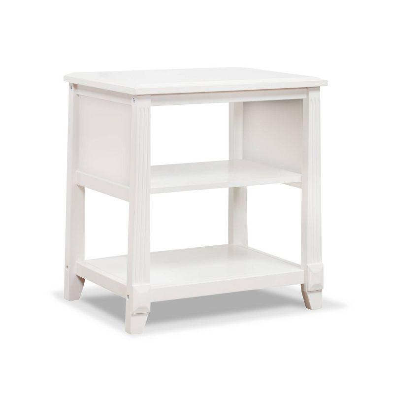 White Solid Wood Nursery Nightstand with Shelves