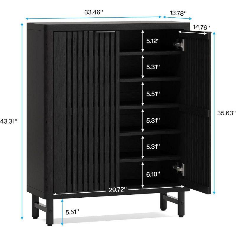 Tribesigns 6-Tier Shoe Cabinet with Louvered Doors, Black
