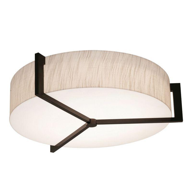 Espresso and White Glass Drum Flush Mount Light