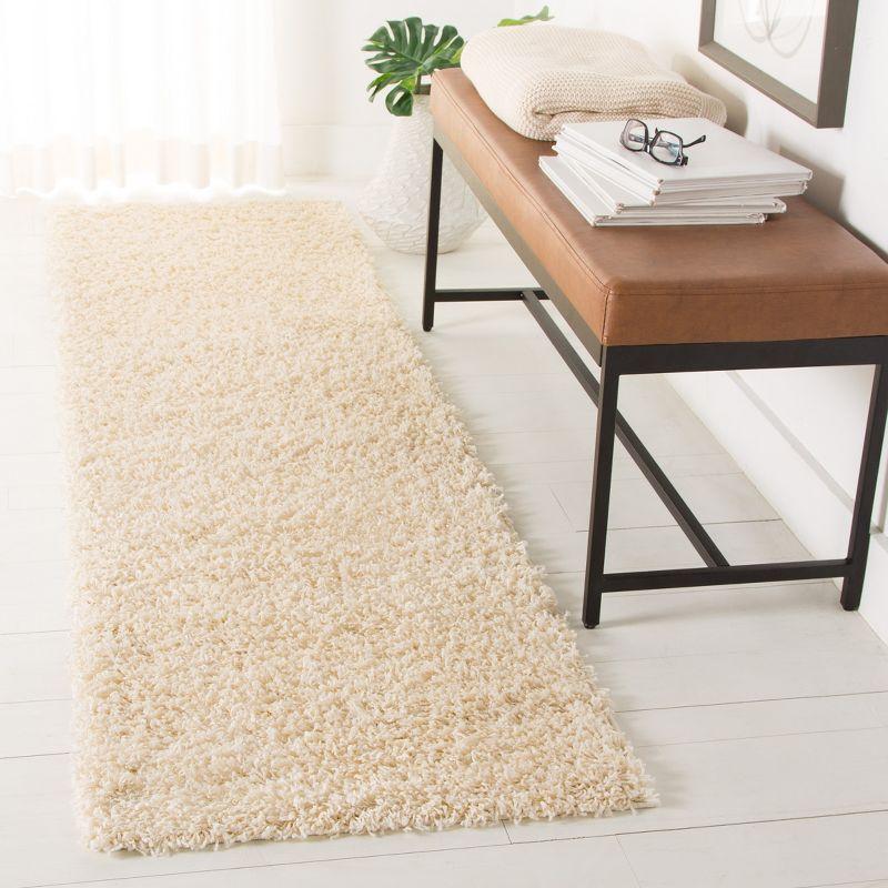 Ivory Luxe Hand-Knotted Shag Runner Rug - 2'3" x 8'