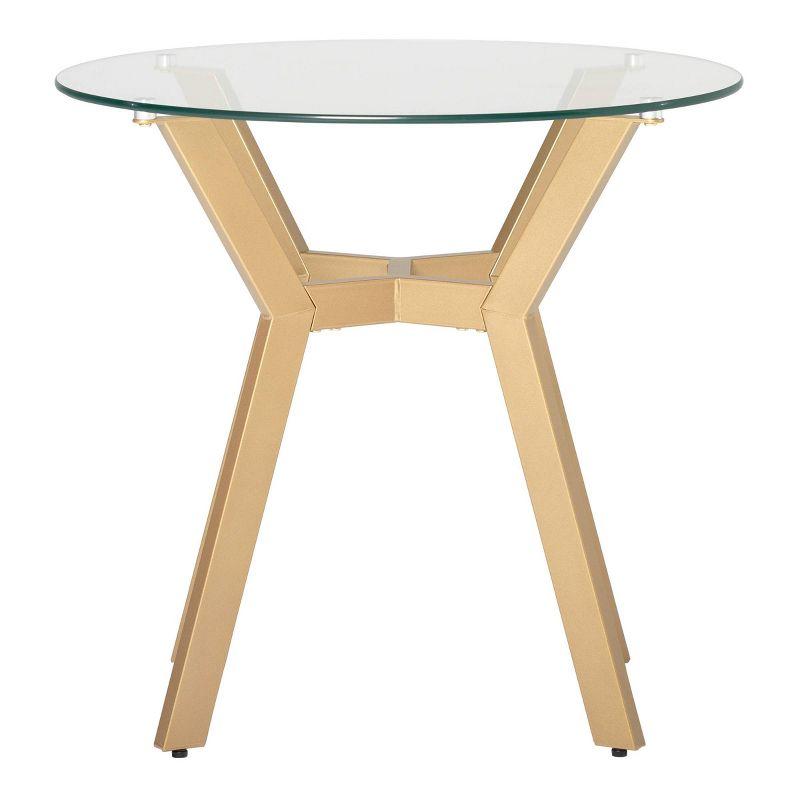 24" Architect Round End Table Gold/Clear Glass - Studio Designs Home: Mid-Century Modern, Tempered Top