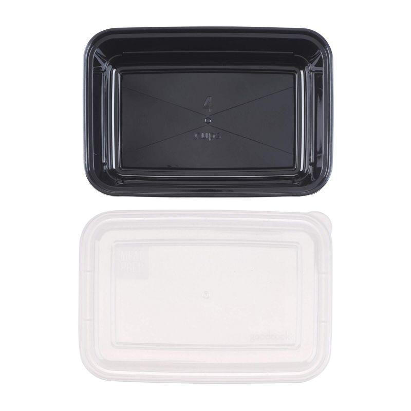 GoodCook Meal Prep 1 Compartment Rectangle Black Containers + Lids - 10ct