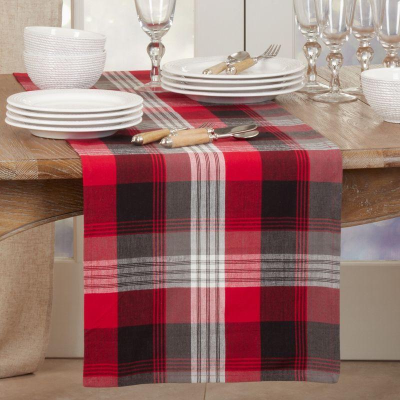 Saro Lifestyle Saro Lifestyle Cotton Plaid Runner, Red, 16"x72"