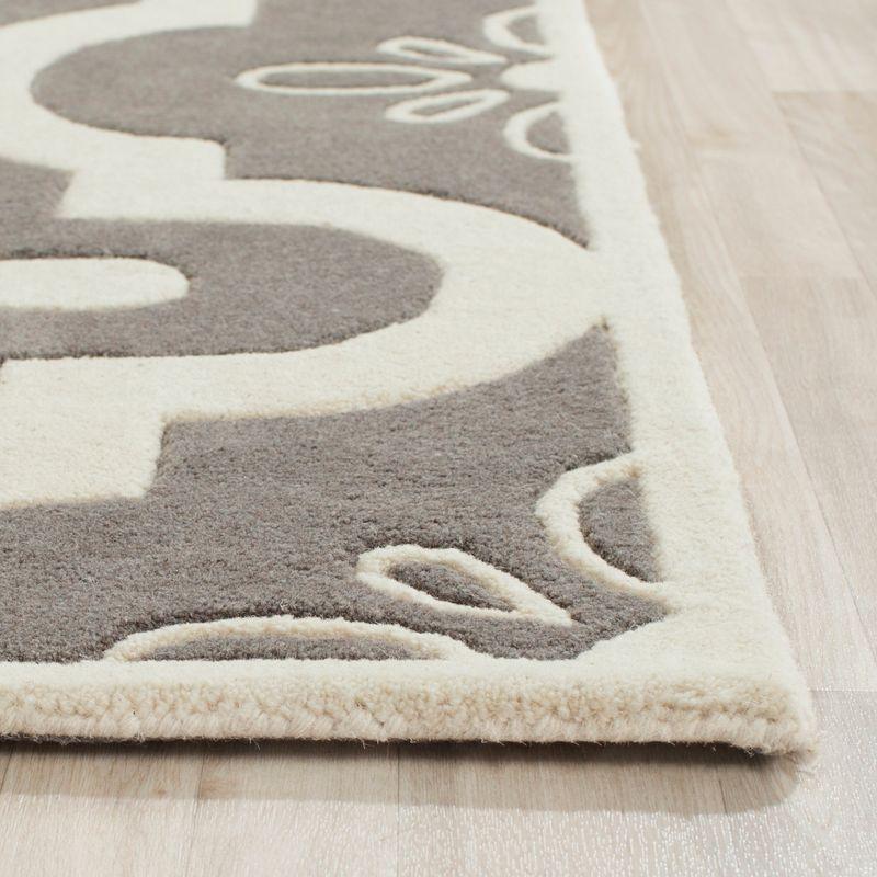 Ivory and Dark Grey Hand-Tufted Wool Area Rug