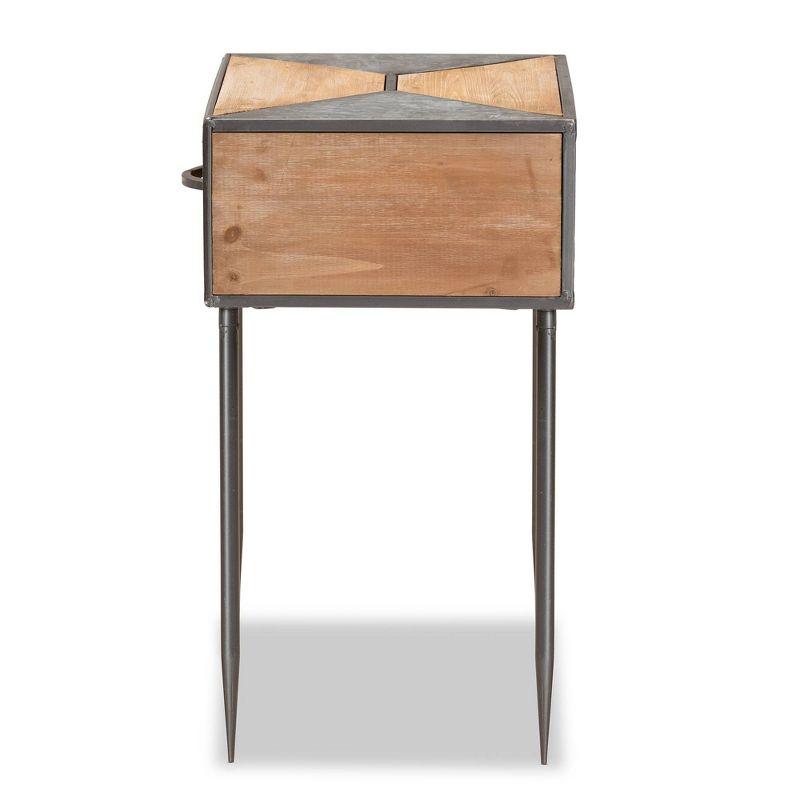 Laurel Metal and Wood 1 Drawer Nightstand Gray/Brown - Baxton Studio: Contemporary Bedside Table with Storage