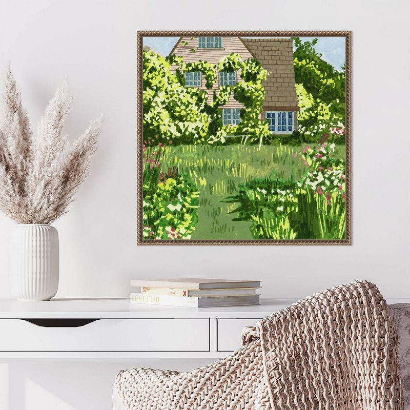 Melissa Wang Green Cottage Garden Canvas Print with Bronze Frame