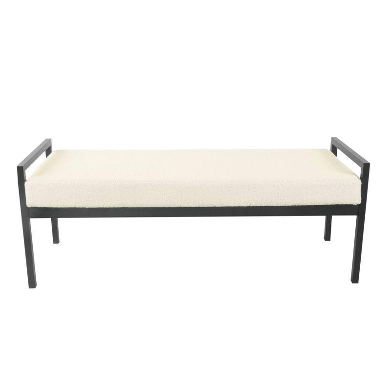 Modern Metal Faux Shearling Bench Cream - HomePop
