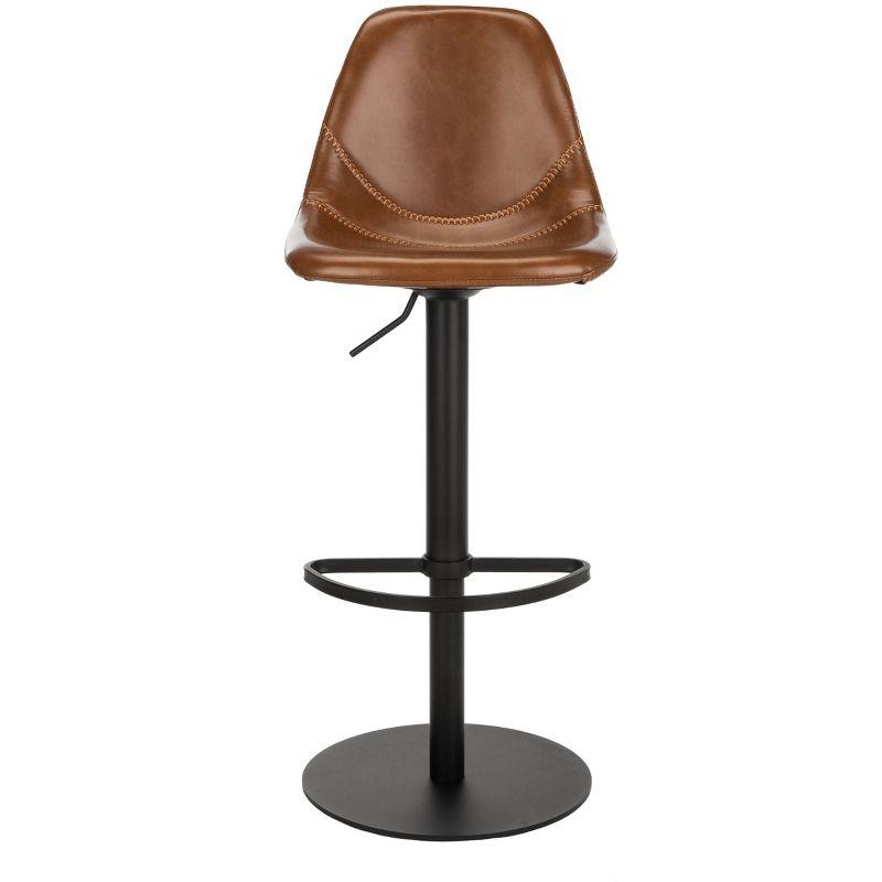 SAFAVIEH Sky Light Brown/Black High Back Tufted Bar Stool (17.25 in. W x 20 in. D x 33.5/43.5 in. H)