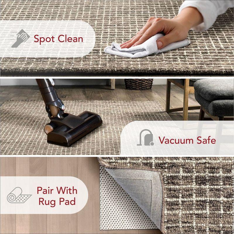 Katasha Checked Wool Brown Area Rug