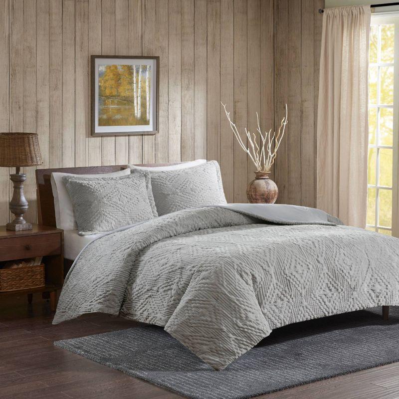 Teton Embroidered Plush Coverlet Set