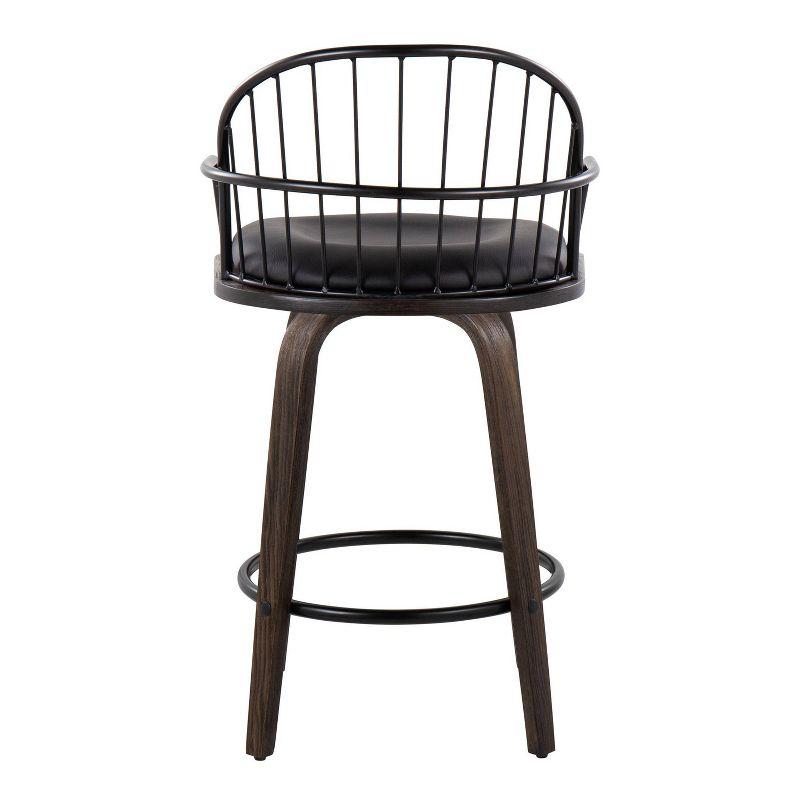 Set of 2 Riley Counter Height Barstools Walnut/Black - LumiSource: 26 inch, Swivel, Upholstered with Armrests