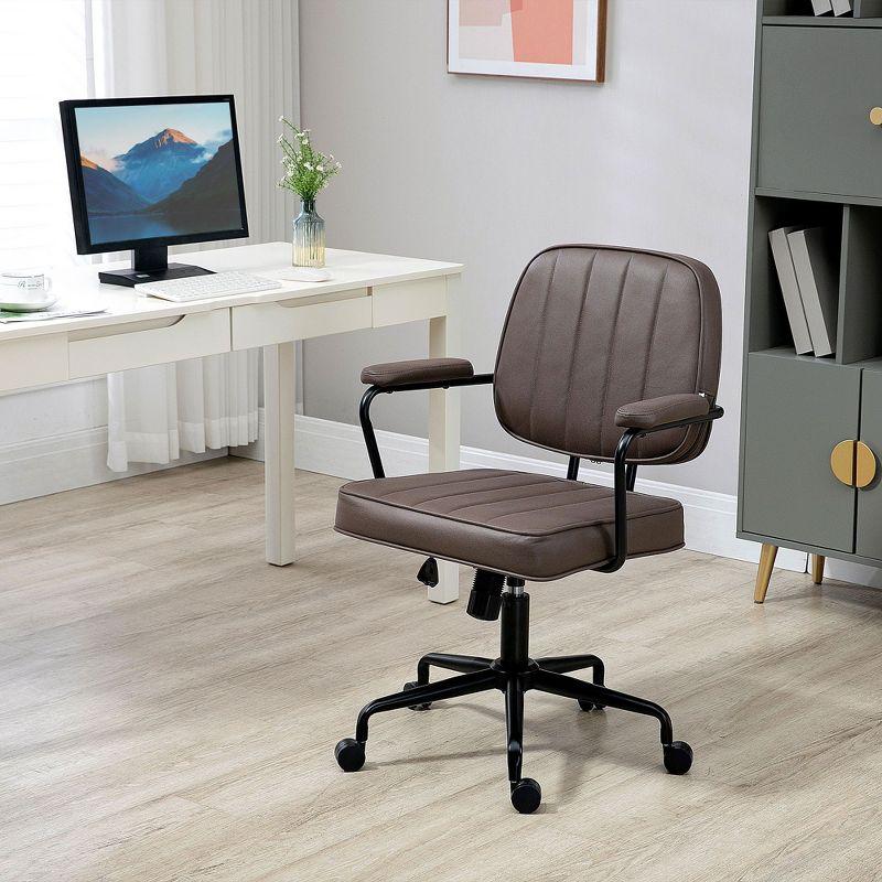 Light Brown Microfiber Task Chair with Fixed Arms