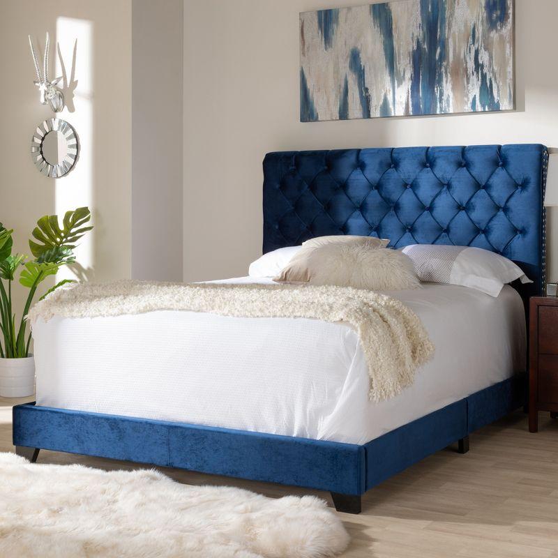 Candace Velvet Upholstered Bed - Baxton Studio