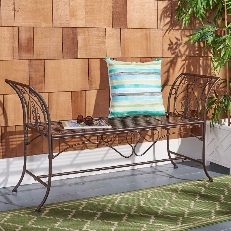 Adina Bench - Outdoor - PAT5016 - Rustic Brown - Safavieh