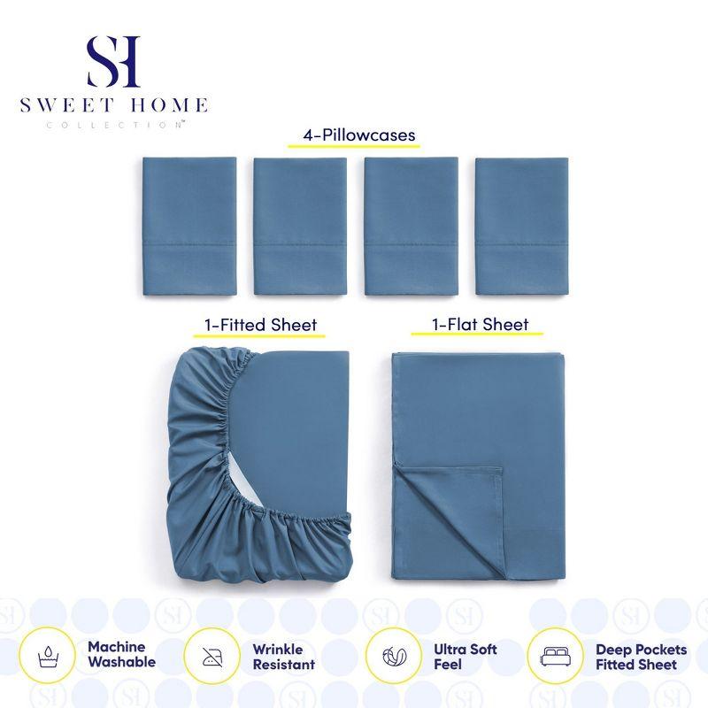Sweet Home Collection Luxurious Soft Microfiber Sheet Set with Bonus Pillowcases