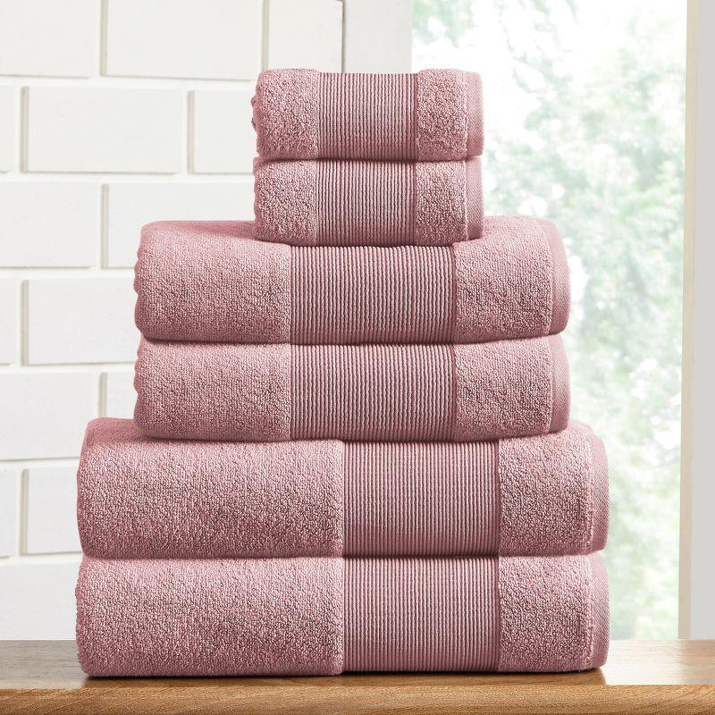 Air Cloud 6-Piece Silver Pink Organic Cotton Towel Set