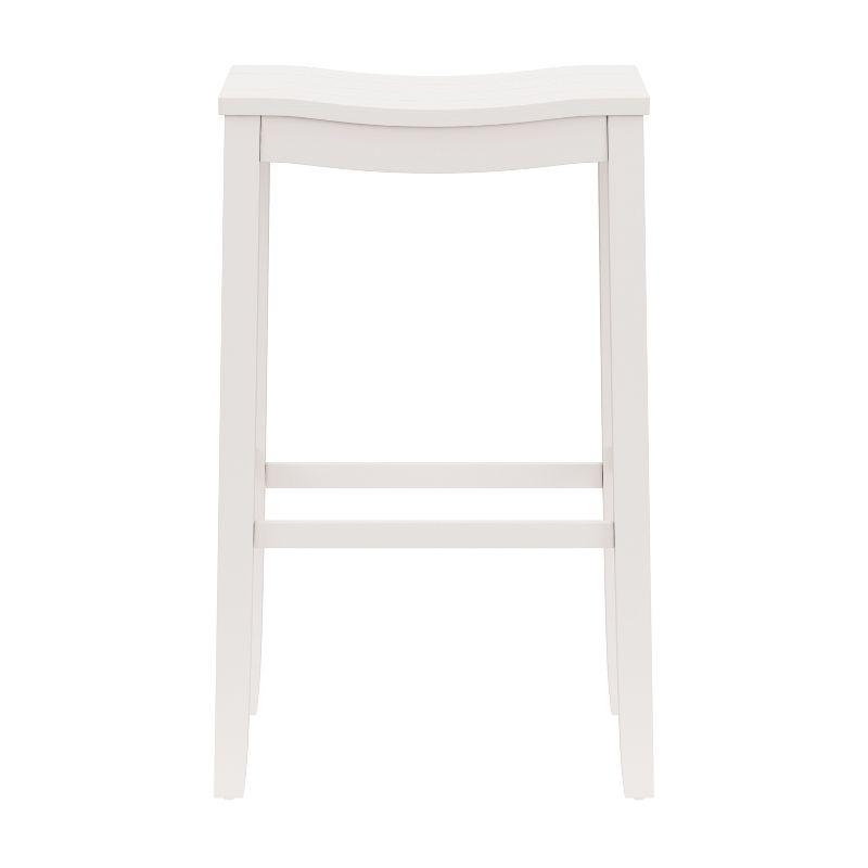 30" White Wood Backless Saddle Bar Stool