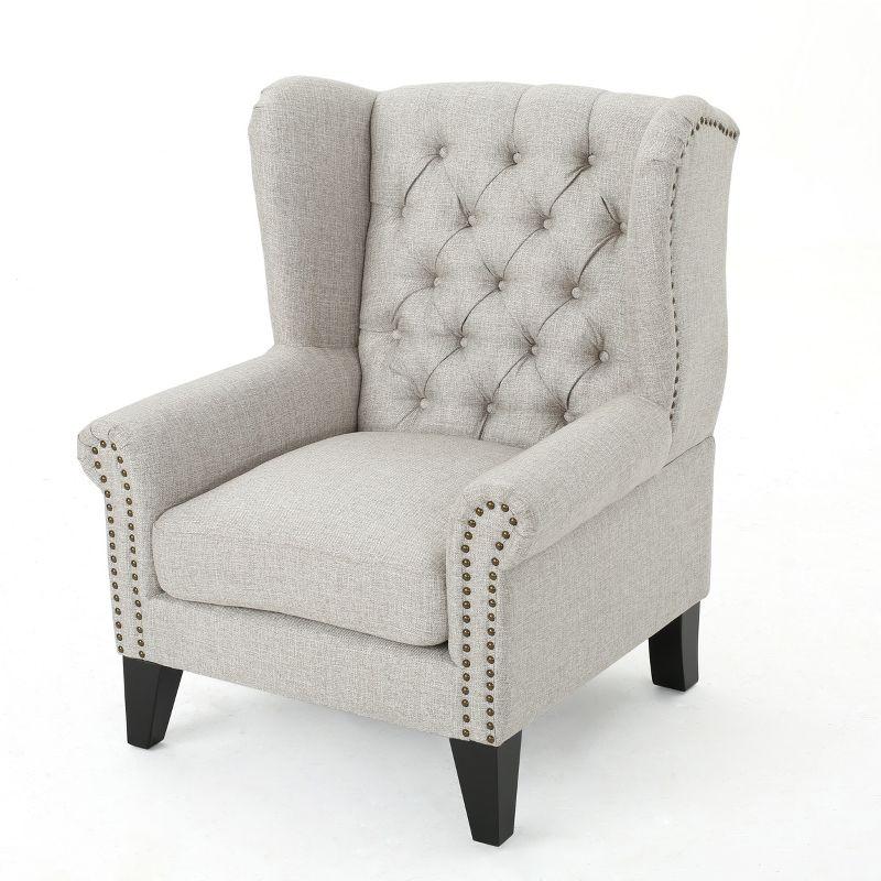 Christopher Knight Home Laird Traditional Winged Accent Chair Beige: Studded, Tufted for Living Room