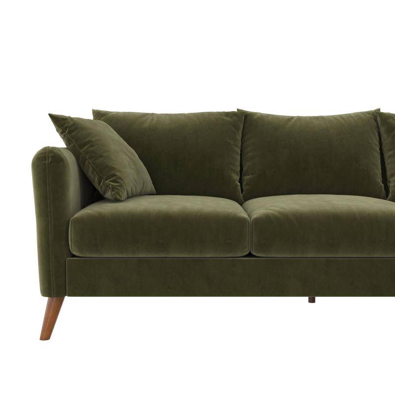 2pc Magnolia Sectional Sofa with Pillows Green Velvet - Novogratz: Upholstered, Reversible Chaise, Transitional Style
