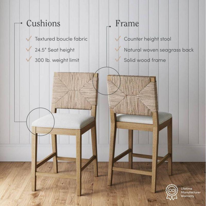 Nathan James Beacon Upholstered Counter Stool with Solid Wood Frame
