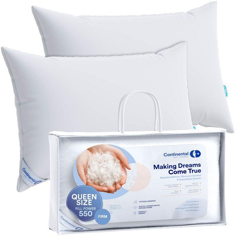 ContinentalBedding Premium Medium Down Bed Pillow (Set of 2)