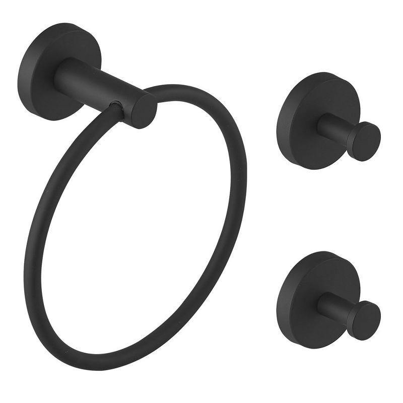 Black Stainless Steel 24-Inch Bathroom Hardware Set with Towel Ring and Hooks