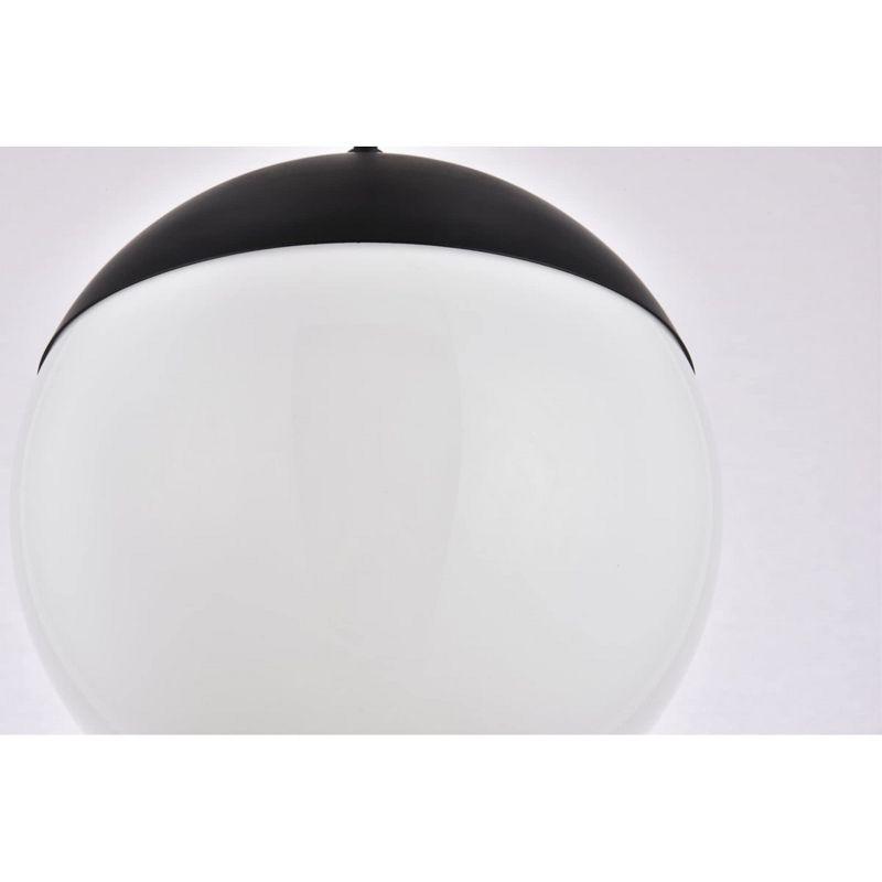 Elegant Lighting Eclipse 1 Light Black plug in pendant With Frosted White Glass