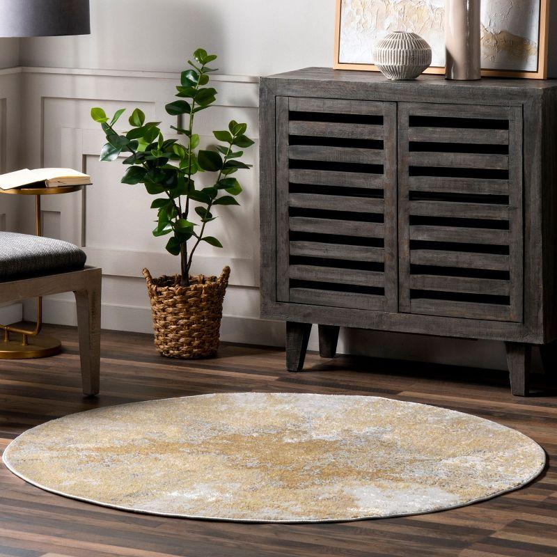 Nuloom Cyn Abstract 5 Round Indoor Area Rug for Living Room Bedroom Dining Room Kitchen, Gold/Ivory