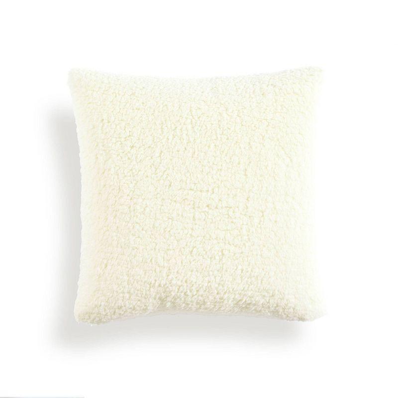 Ivory 20" x 20" Reversible Faux Sherpa Pillow Cover