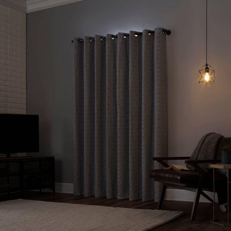 Gray Geometric Blackout Grommet Drape Panel