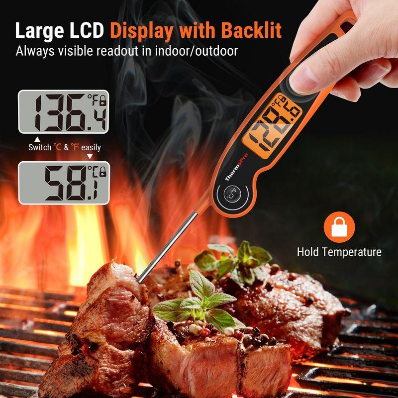 ThermoPro TP605W Waterproof Digital Instant Read Meat Thermometer Food Candy Cooking Kitchen Thermometer with Magnet and Backlight