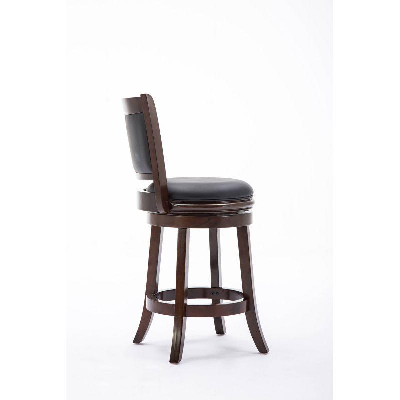 24" Cappuccino Swivel Wood and Faux Leather Barstool