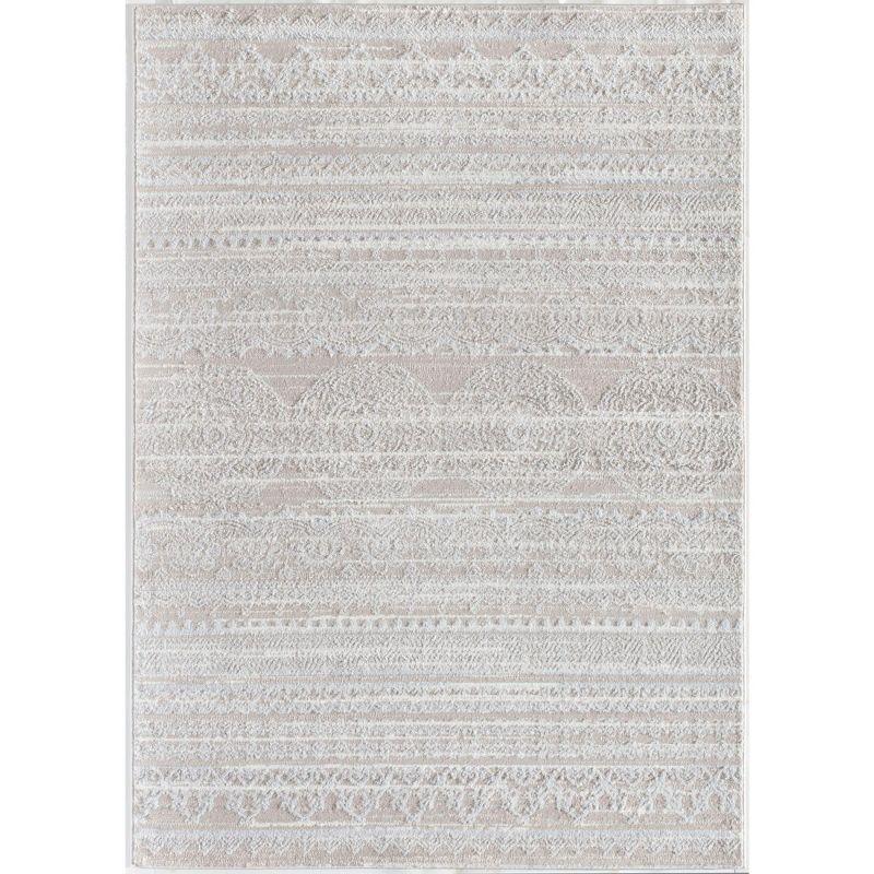 Rugs America Leopold LX10B Misty Cream Transitional Cream Area Rug for Dining Room Rug Neutral Rug Living Room Rug Kitchen, 5'3"x7'
