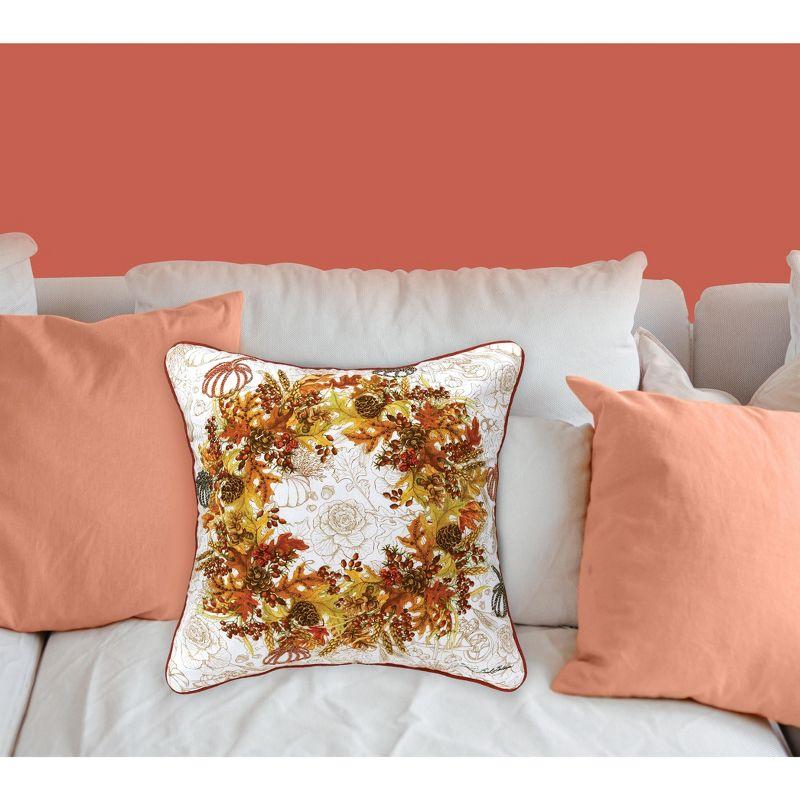 C&F Home Autumn Wreath Thanksgiving Printed and Embroidered Throw Pillow