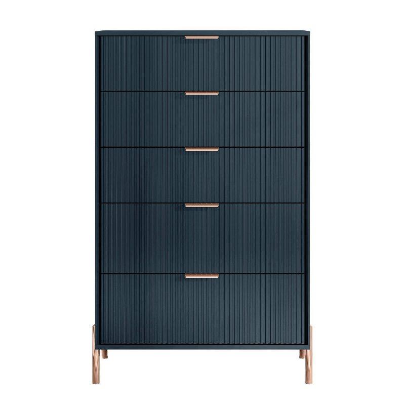 Festivo 4pc Modern Elegance Bedroom Chest and 6 Drawer Dresser and 3 Drawer Nightstands Set Navy