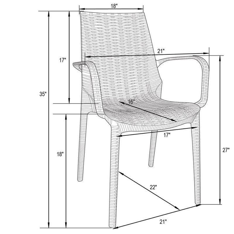 Kent Modern White Polypropylene Outdoor Dining Chair Set of 4