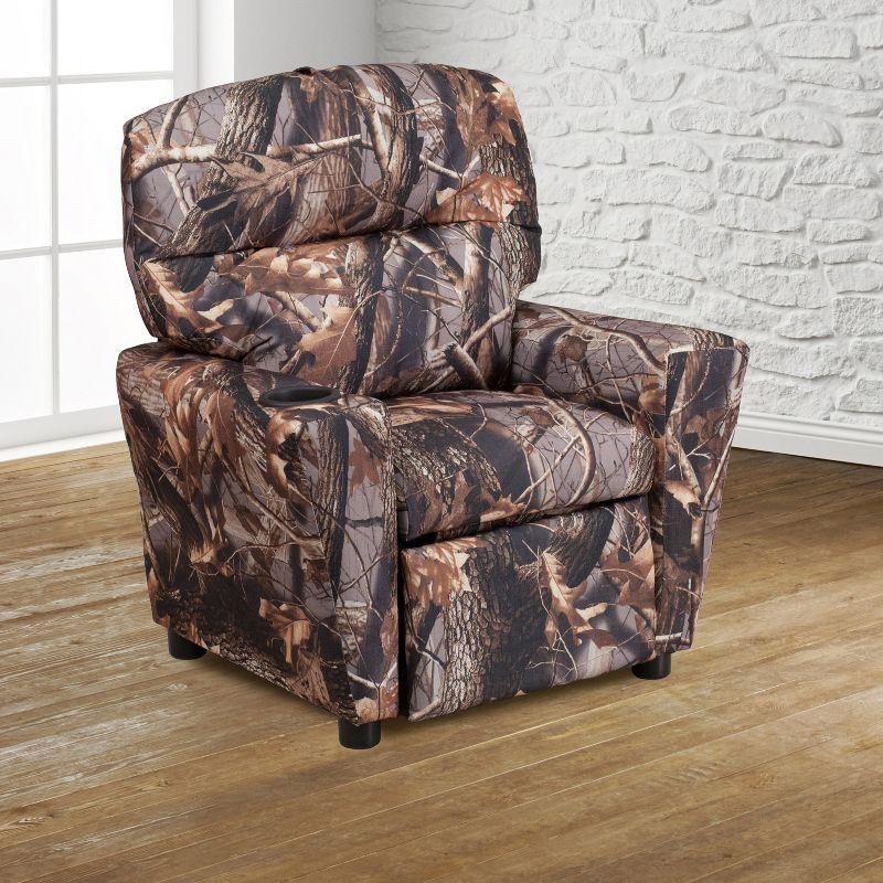 Flash Furniture Chandler Contemporary Camouflaged Fabric Kids Recliner with Cup Holder