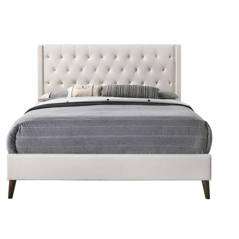 Passion Furniture Bergen White Queen Tufted Panel Bed