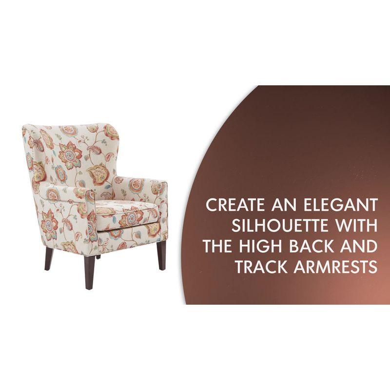 Donner Accent Chair Cream - Madison Park: Elegant Wingback, Silver Nailhead Trim, Morocco Finish Legs