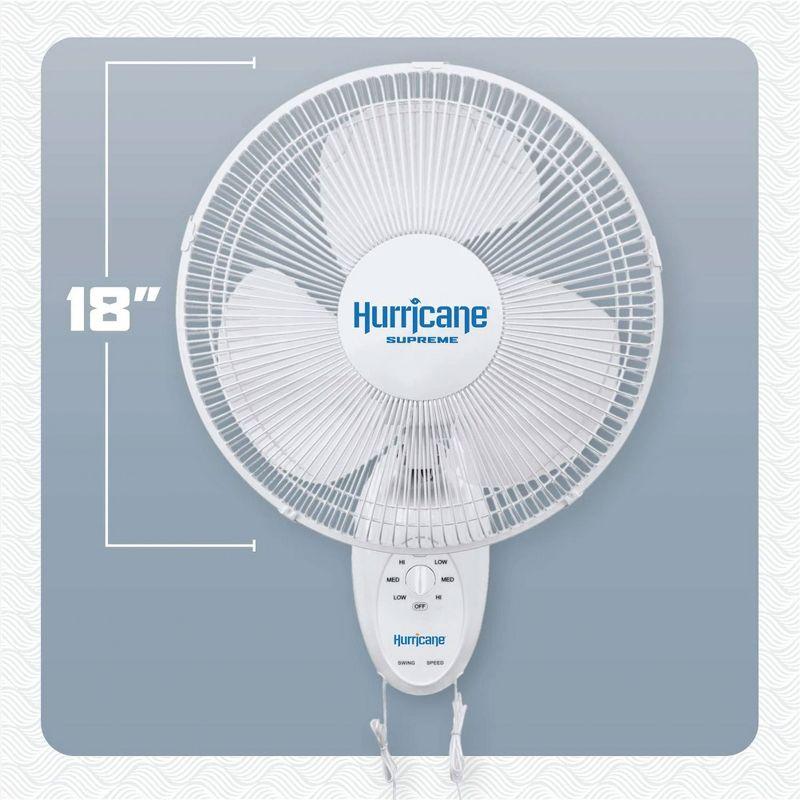 Hurricane Supreme 18" 90 Degree Oscillating 3 Speed Wall Mounted Fan, (4 Pack)