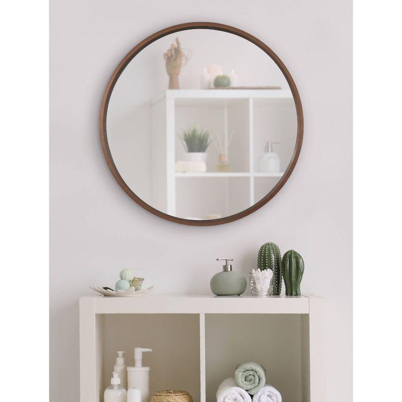 26" x 26" Travis Round Wood Accent Decorative Wall Mirror Bronze - Kate & Laurel All Things Decor