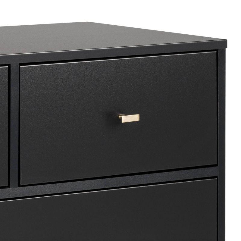 Milo Mid-Century Modern 60" Black Double Dresser with Brass Knobs