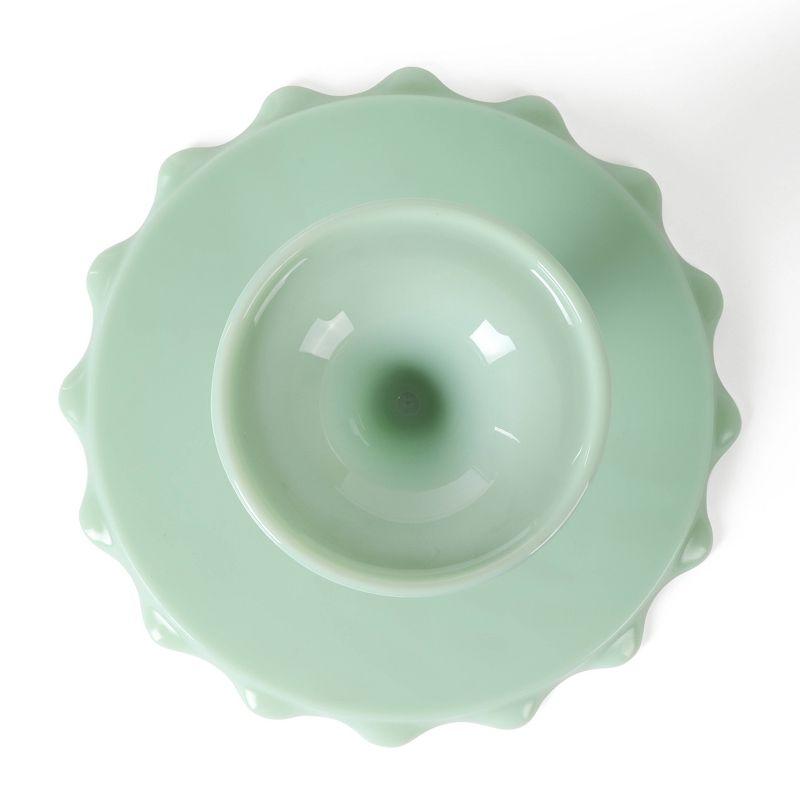 Martha Stewart Highbrook 11" Handmade Jadeite Glass Cake Stand - Ruffle Trim