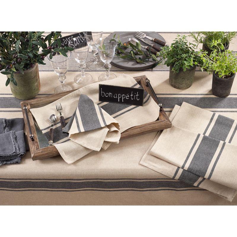 Natural Banded Cotton Rectangular Tablecloth